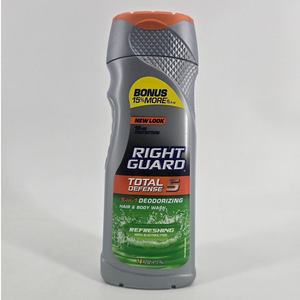 Right Guard 2012 Total Defense 5 Mens Hair & Body Wash 16oz 5-in-1 Formula